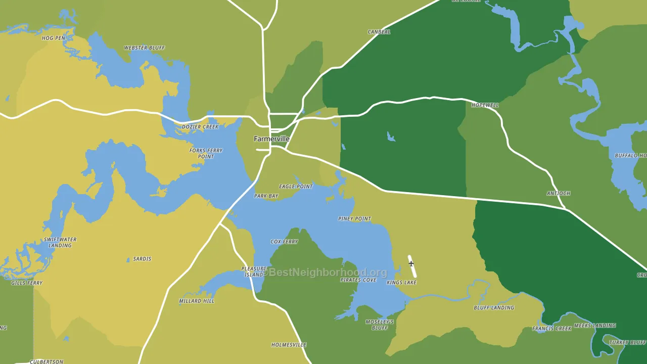 Farmerville, LA block-group voter-turnout map
