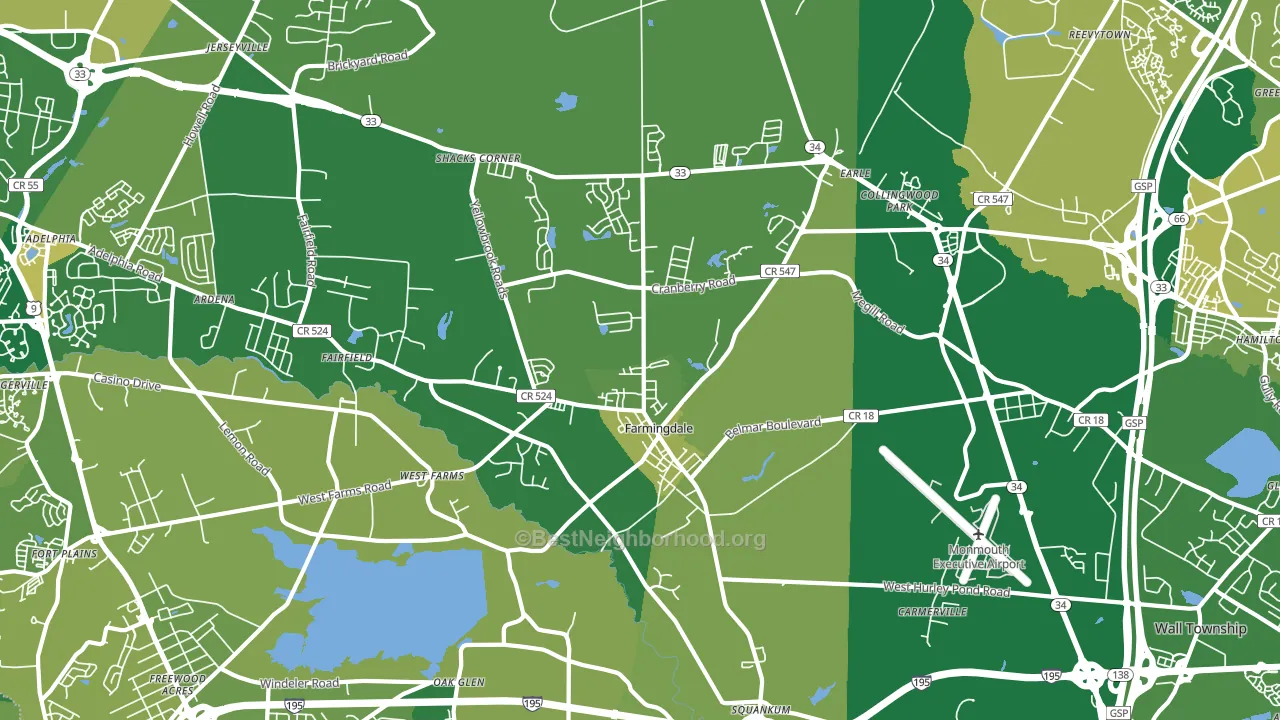 Farmingdale, NJ block-group voter-turnout map