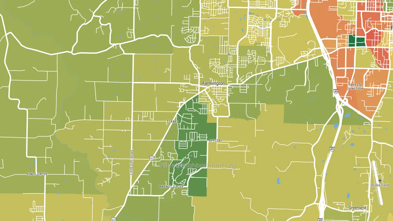 Farmington, AR block-group voter-turnout map