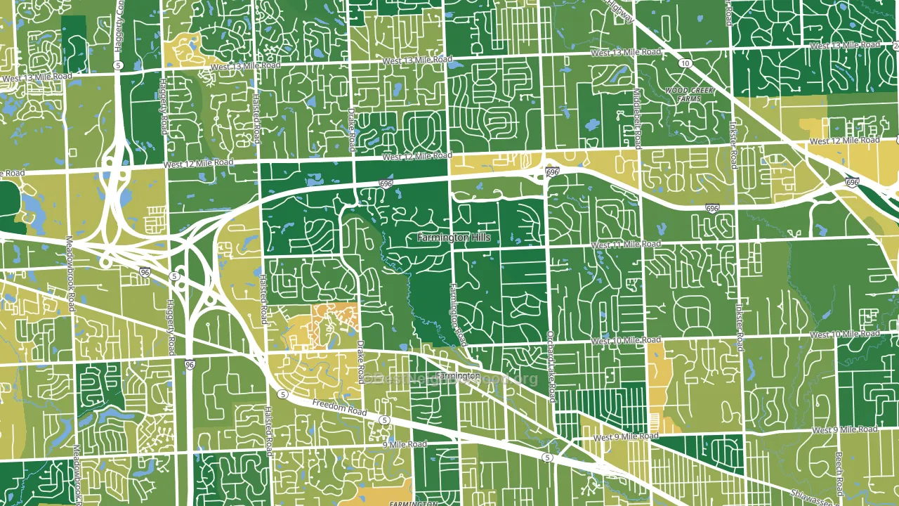 Farmington Hills, MI block-group voter-turnout map