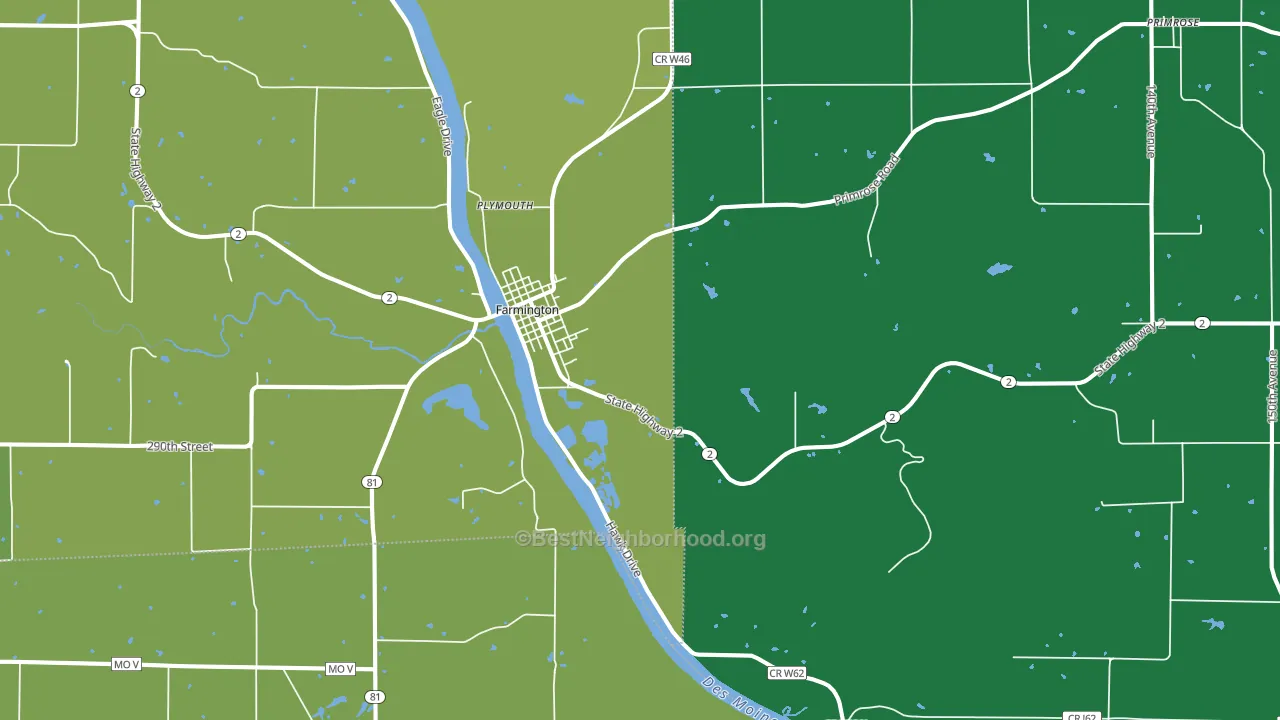 Farmington, IA block-group voter-turnout map