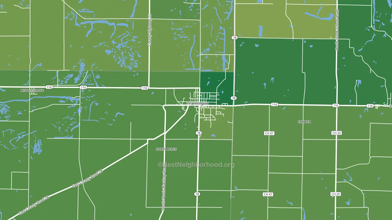 Farmington, IL block-group voter-turnout map