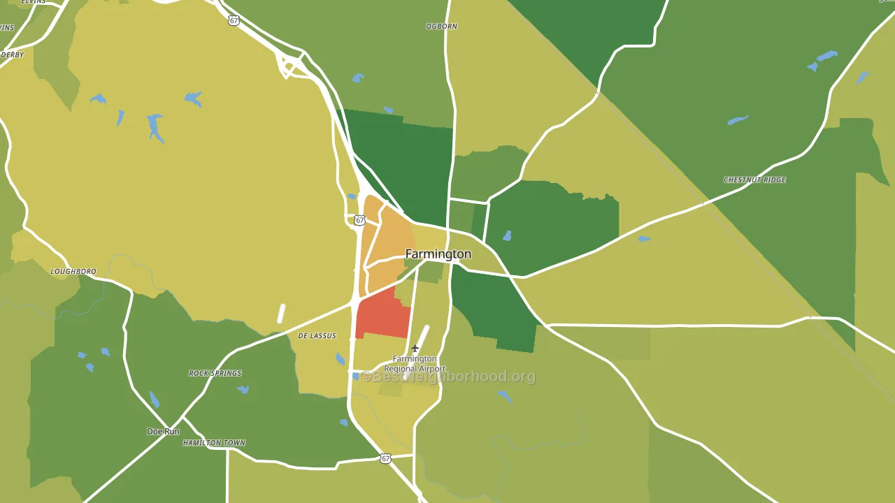 Farmington, MO block-group voter-turnout map