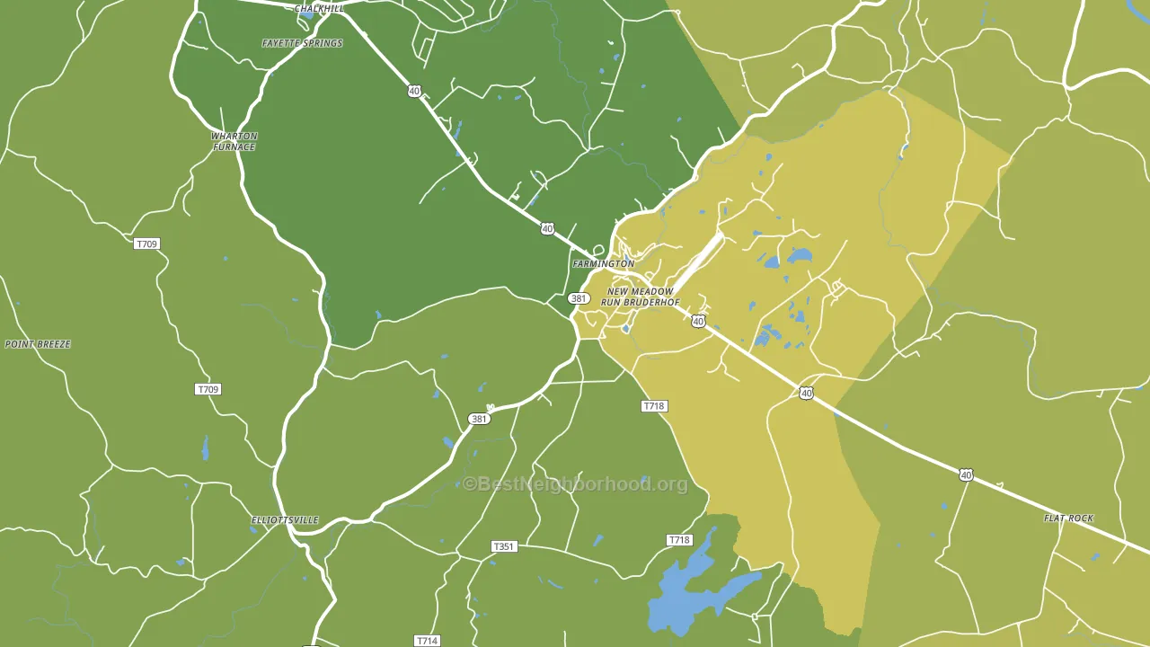 Farmington, PA block-group voter-turnout map