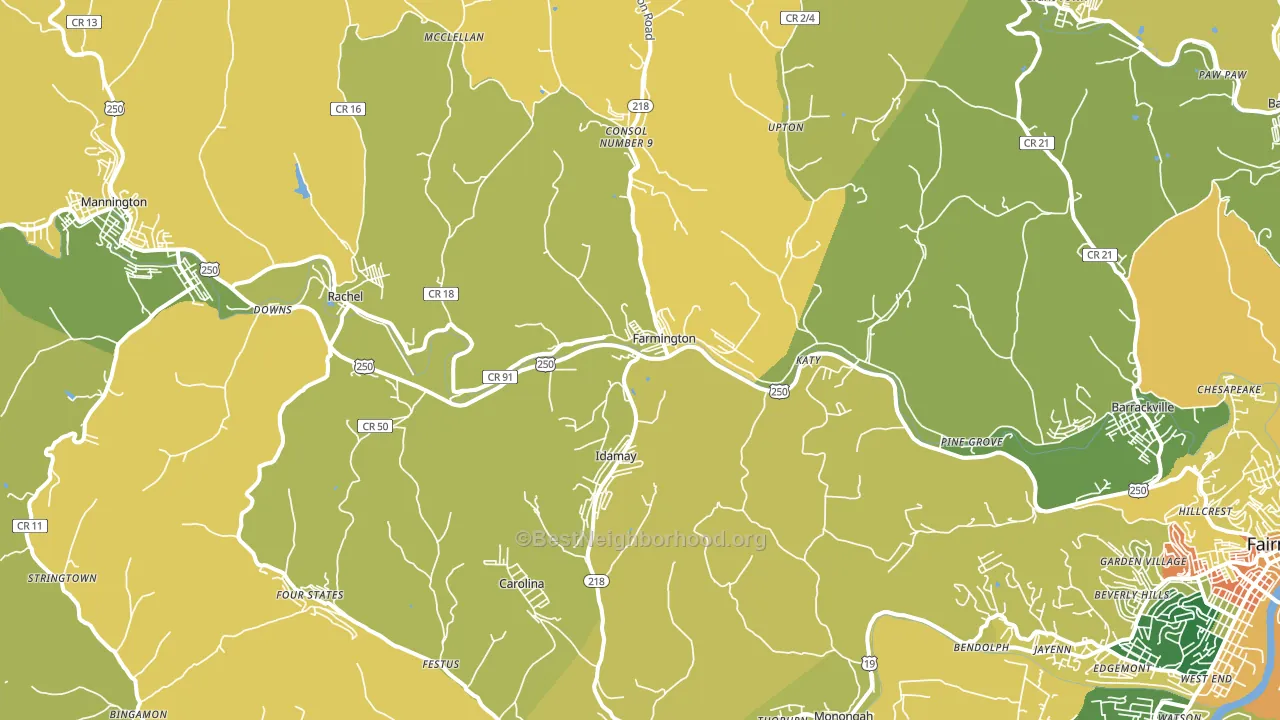 Farmington, WV block-group voter-turnout map