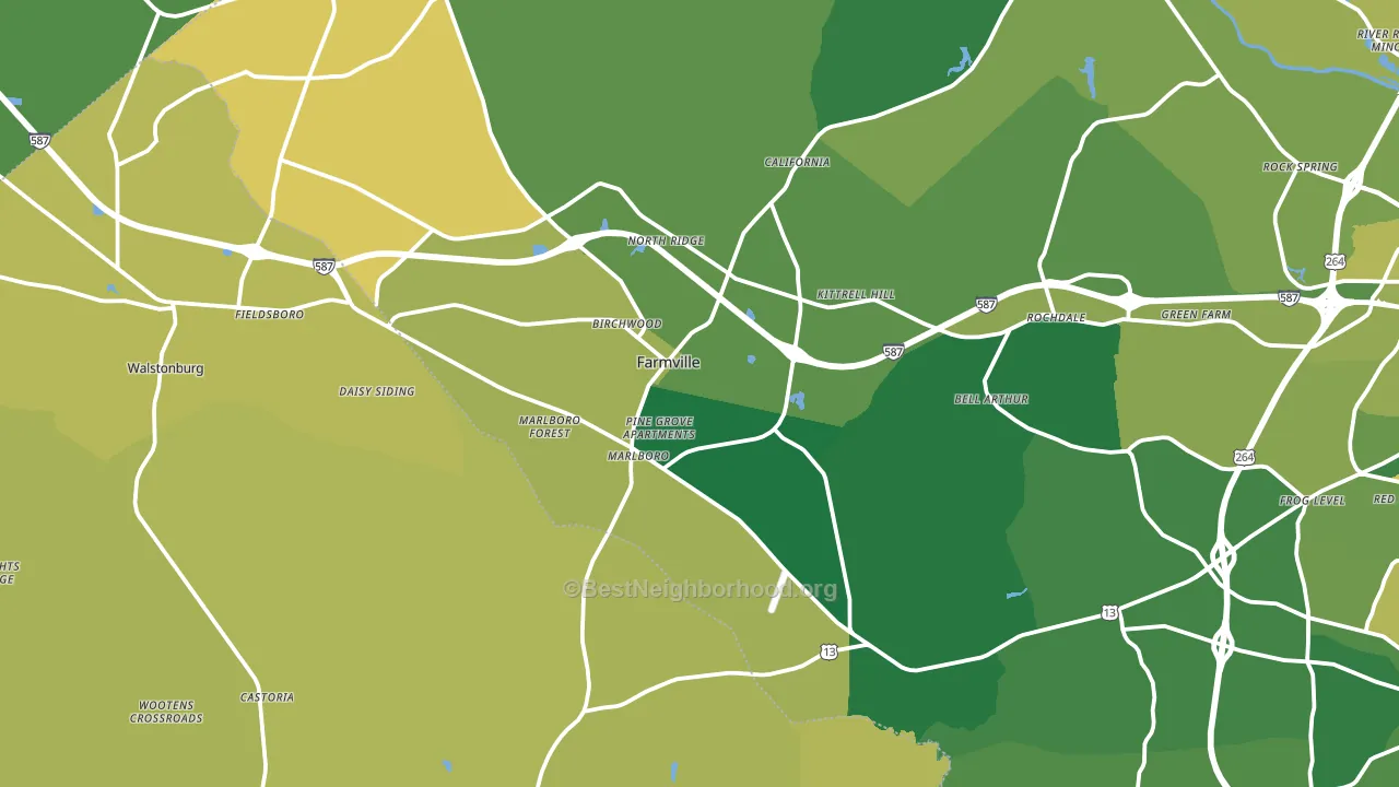 Farmville, NC block-group voter-turnout map