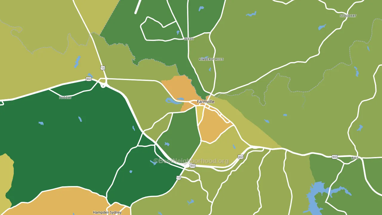 Farmville, VA block-group voter-turnout map