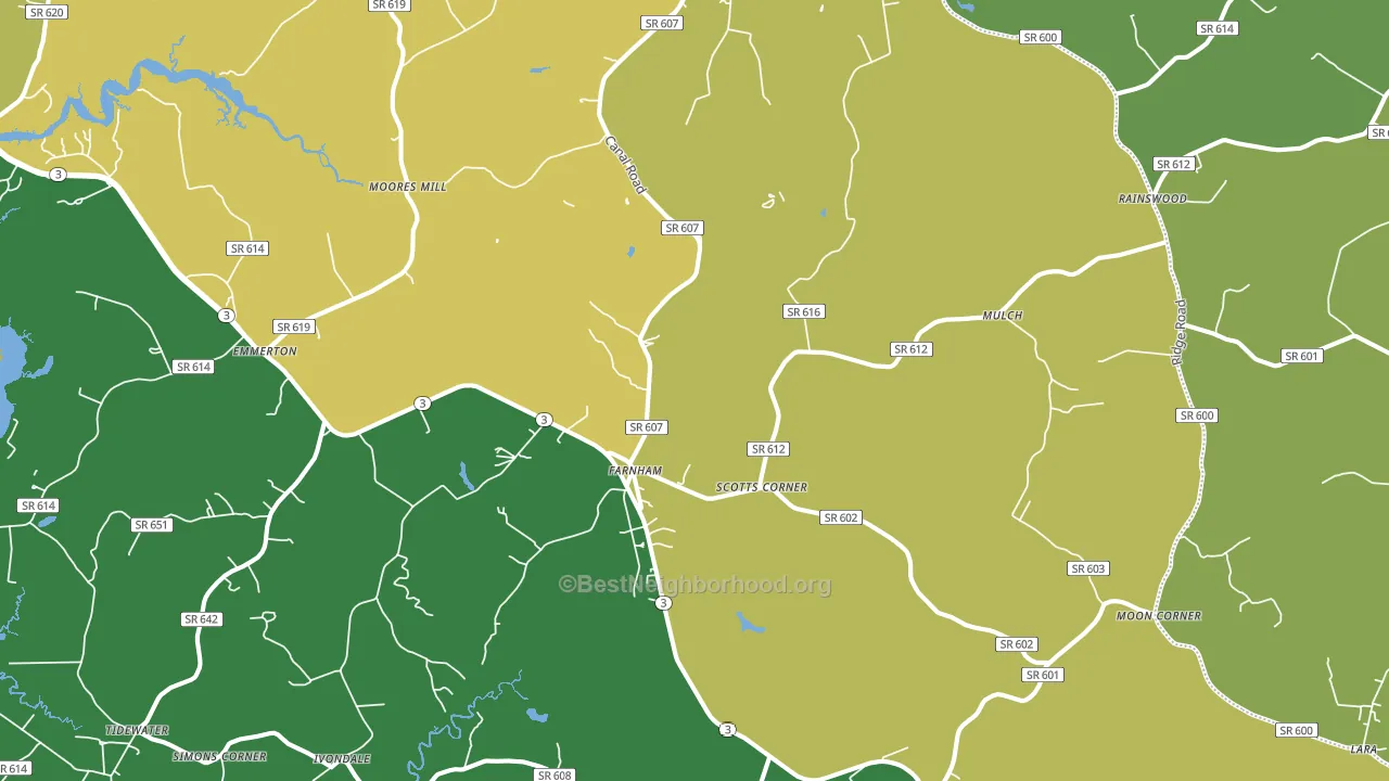 Farnham, VA block-group voter-turnout map