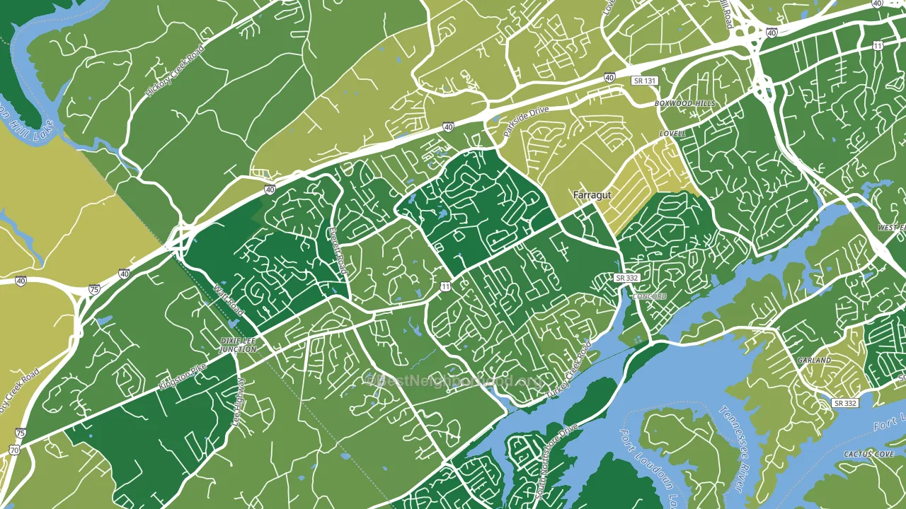Farragut, TN block-group voter-turnout map