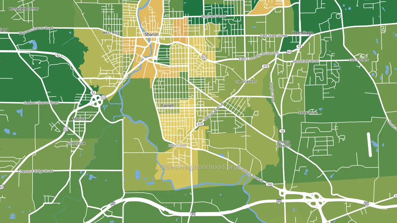 Farrell, PA block-group voter-turnout map