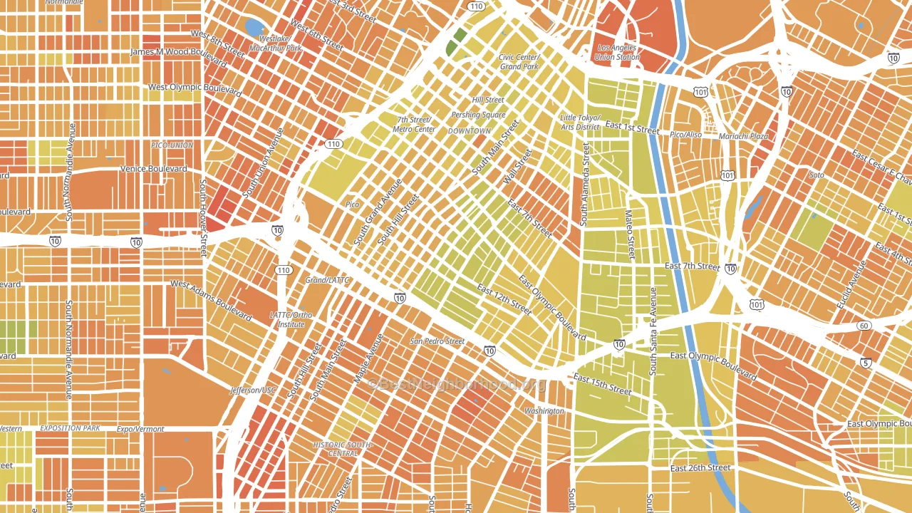 Fashion District, Los Angeles, CA block-group voter-turnout map