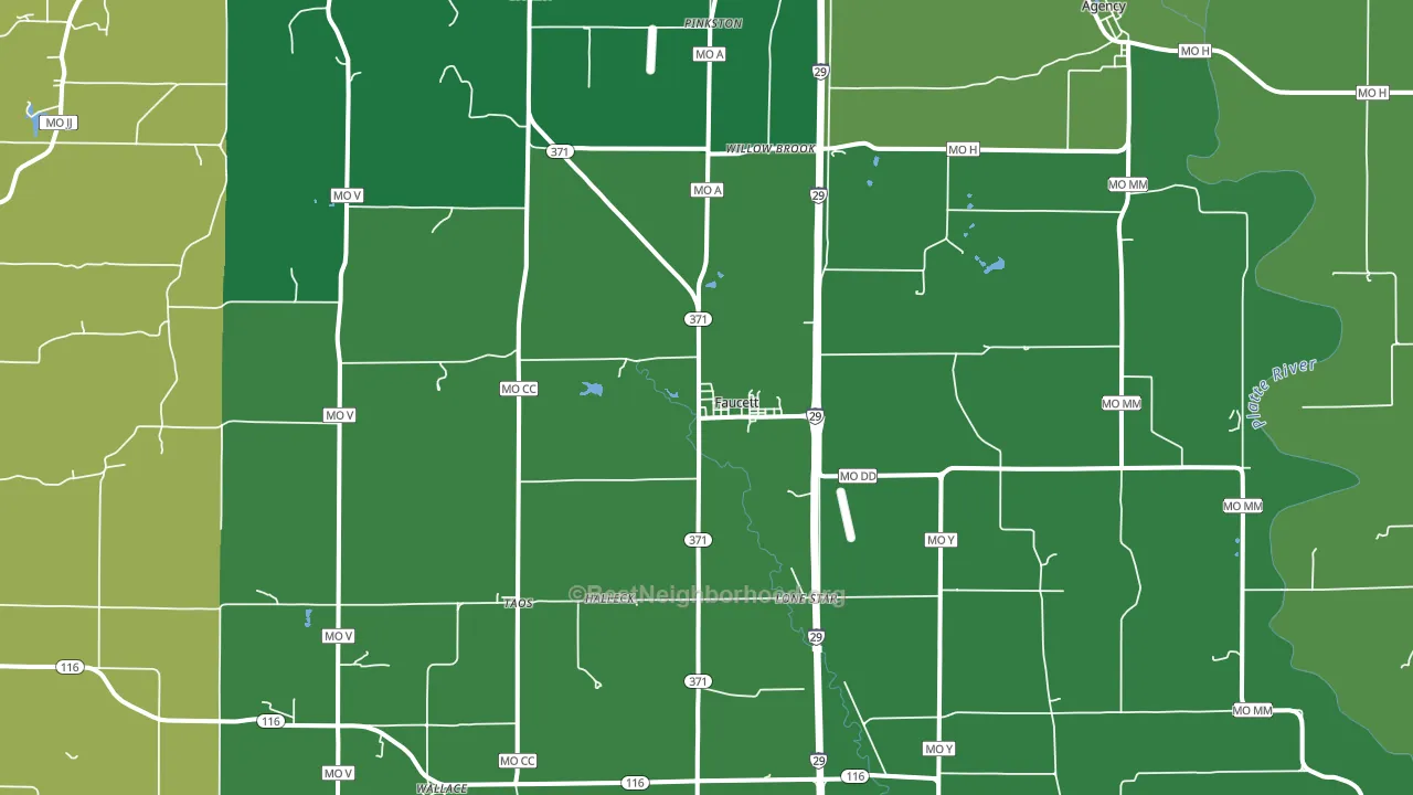 Faucett, MO block-group voter-turnout map