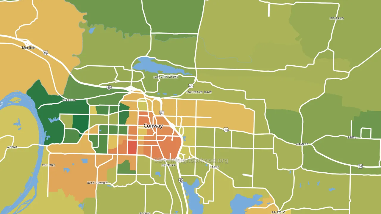Faulkner County, AR block-group voter-turnout map