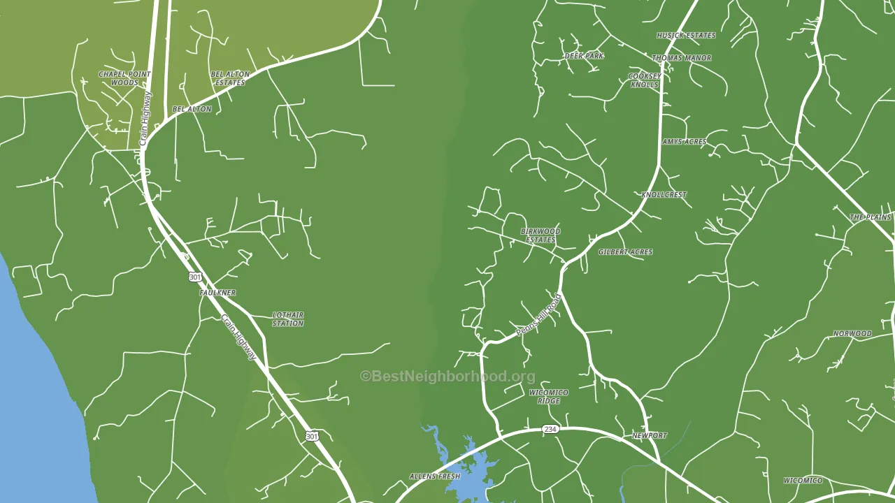 Faulkner, MD block-group voter-turnout map