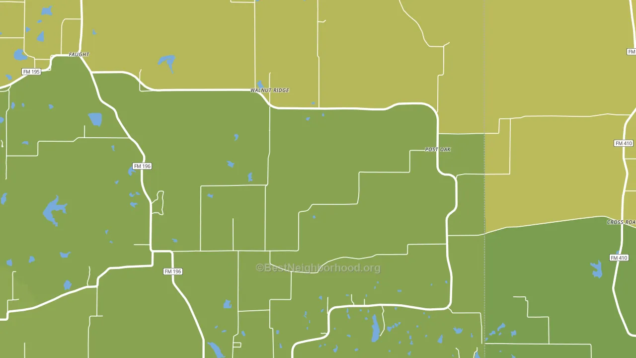 Faulkner, TX block-group voter-turnout map