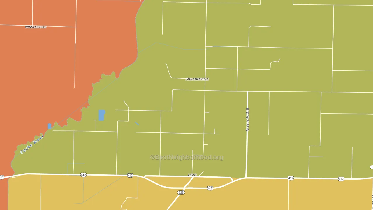 Faulknerville, AR block-group voter-turnout map