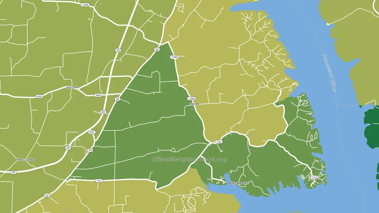 Faxon, KY block-group voter-turnout map