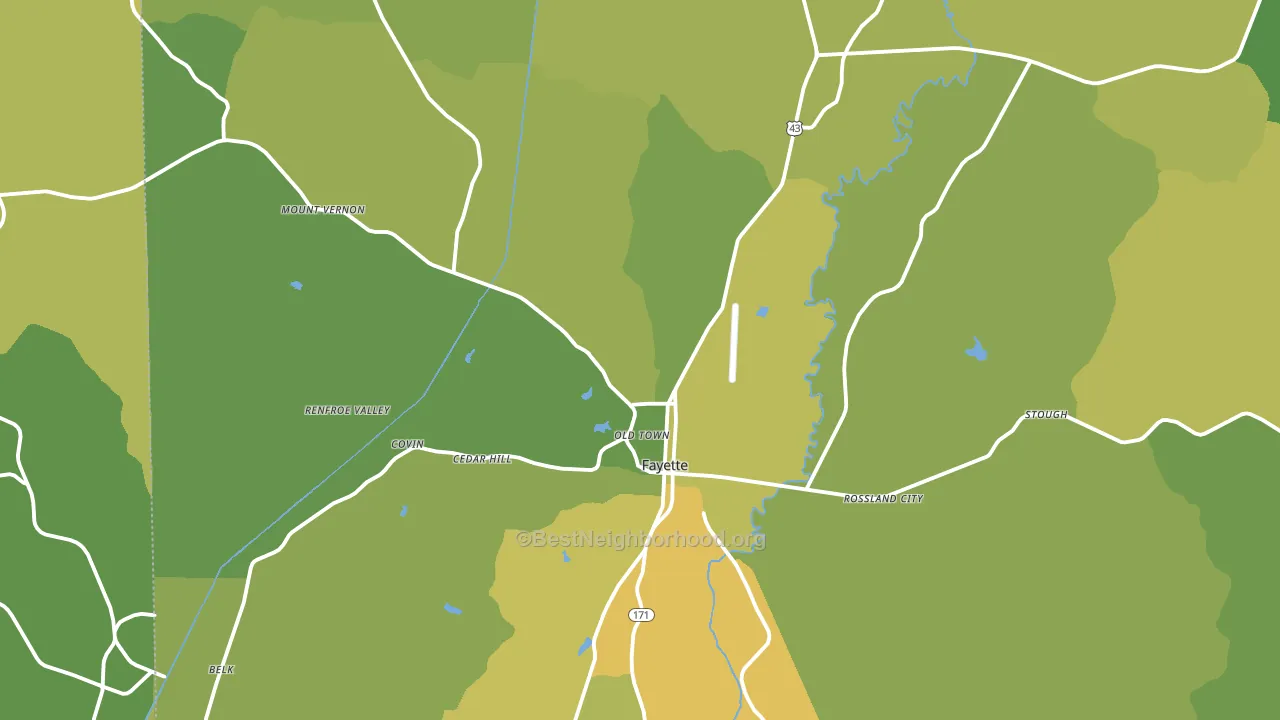 Fayette, AL block-group voter-turnout map