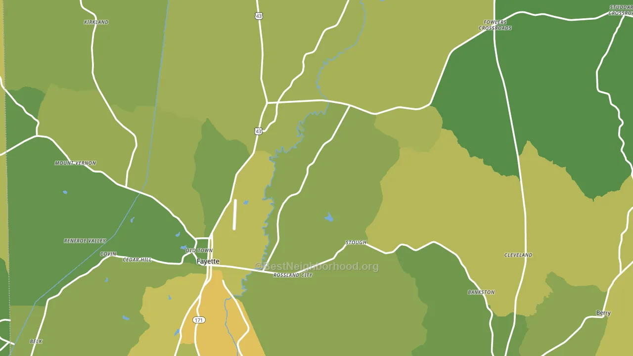 Fayette County, AL block-group voter-turnout map