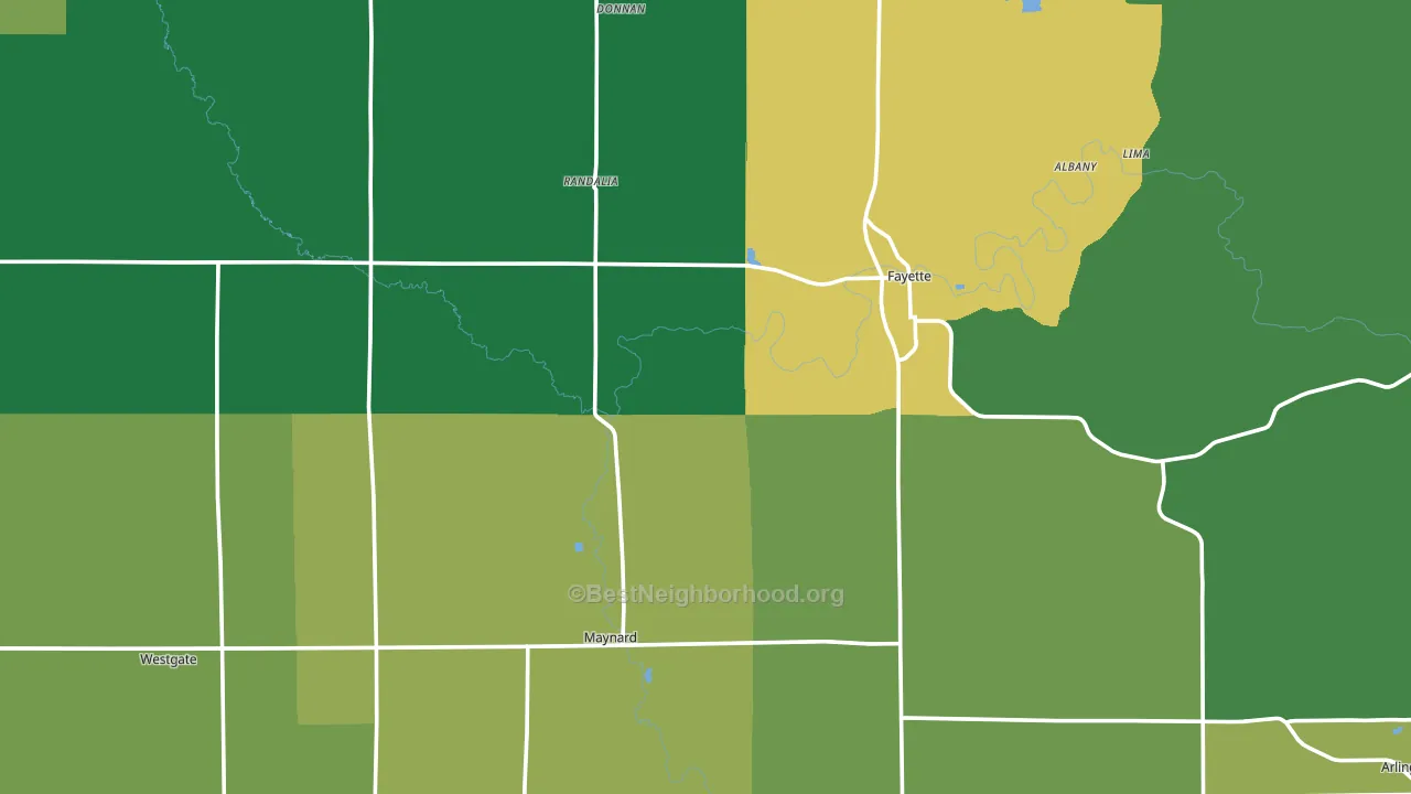 Fayette County, IA block-group voter-turnout map