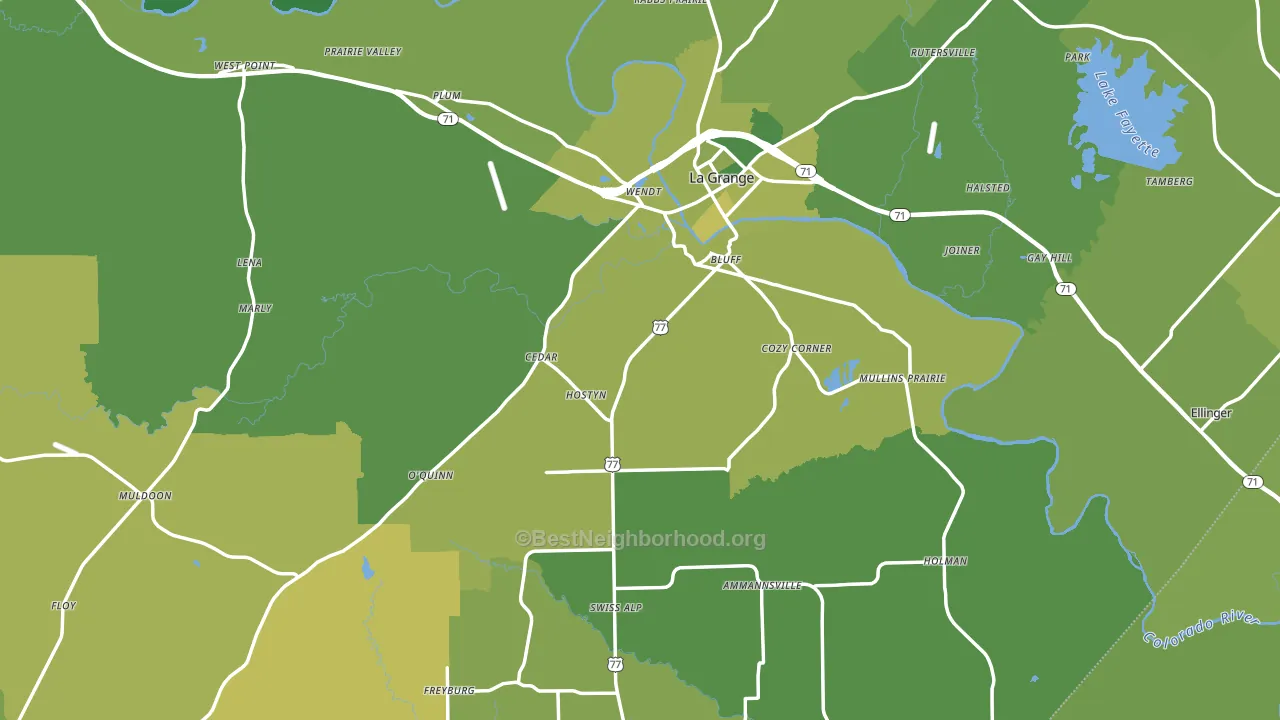Fayette County, TX block-group voter-turnout map