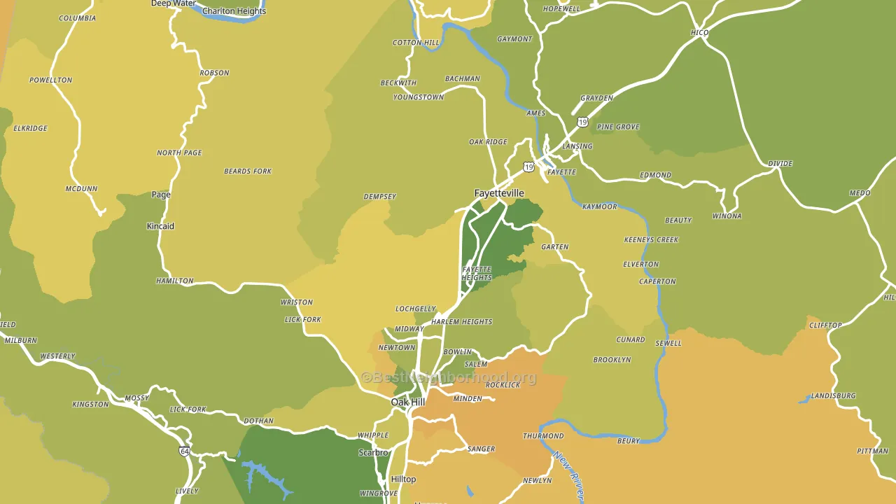 Fayette County, WV block-group voter-turnout map