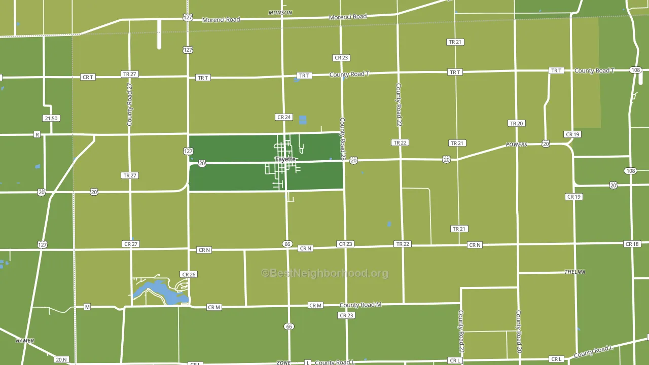 Fayette, OH block-group voter-turnout map