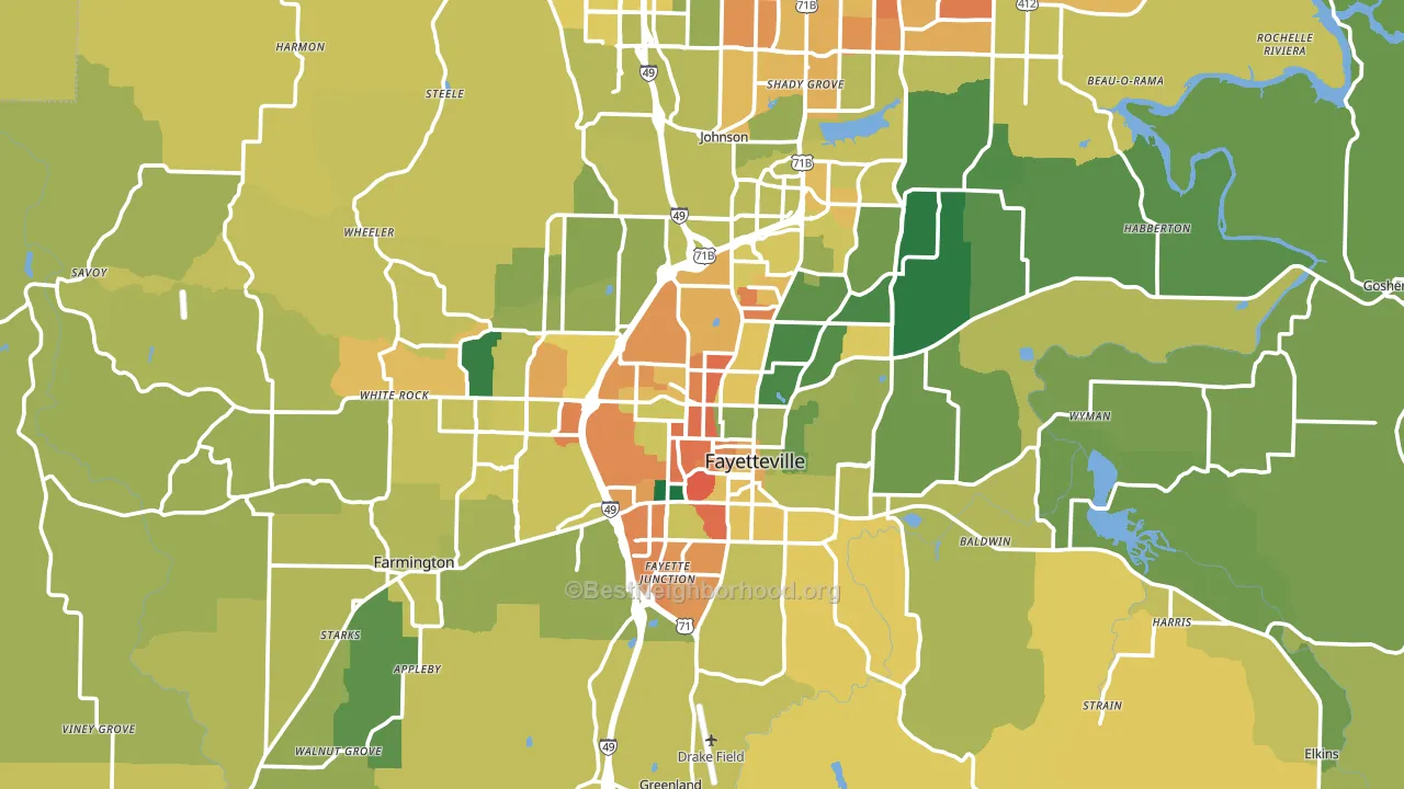 Fayetteville, AR block-group voter-turnout map