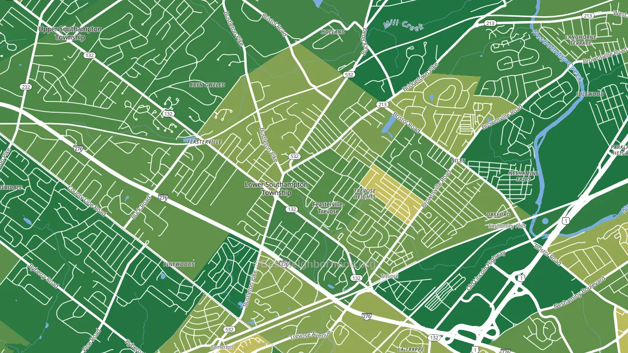 Feasterville, Feasterville-Trevose, PA block-group voter-turnout map