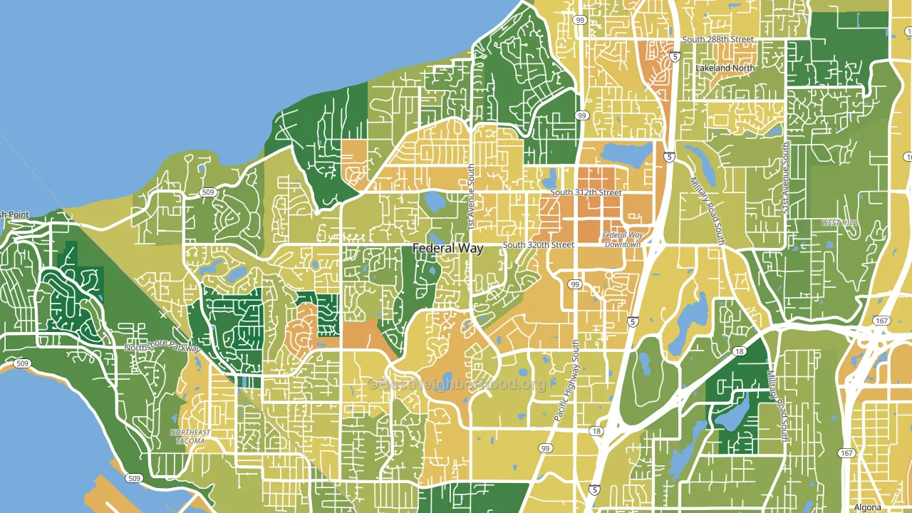 Federal Way, WA block-group voter-turnout map