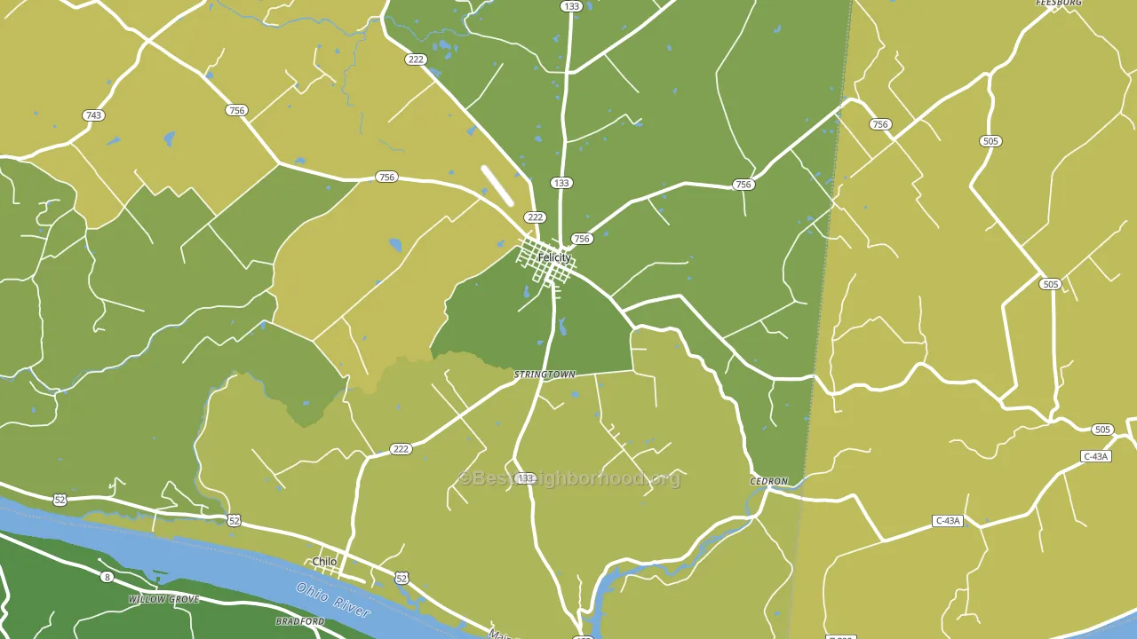 Felicity, OH block-group voter-turnout map