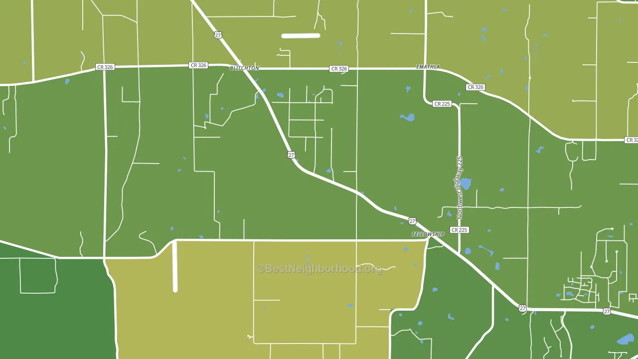 Fellowship, FL block-group voter-turnout map
