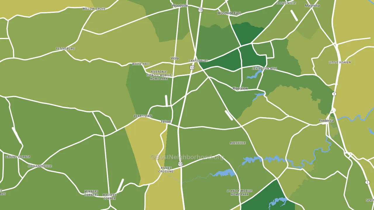 Felton, DE block-group voter-turnout map