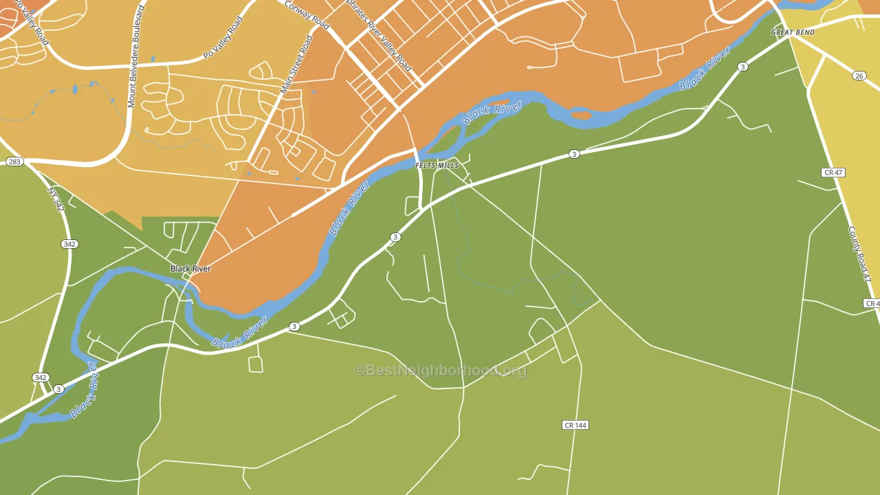 Felts Mills, NY block-group voter-turnout map
