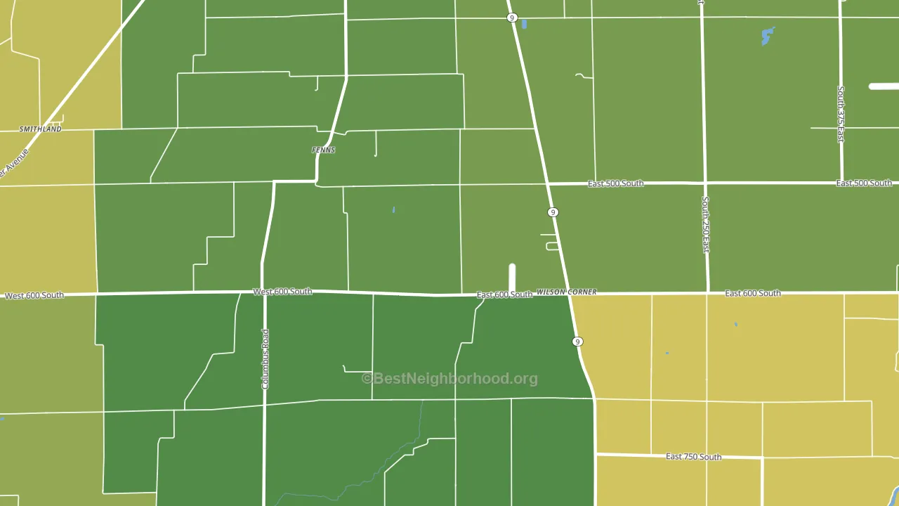Fenns, IN block-group voter-turnout map