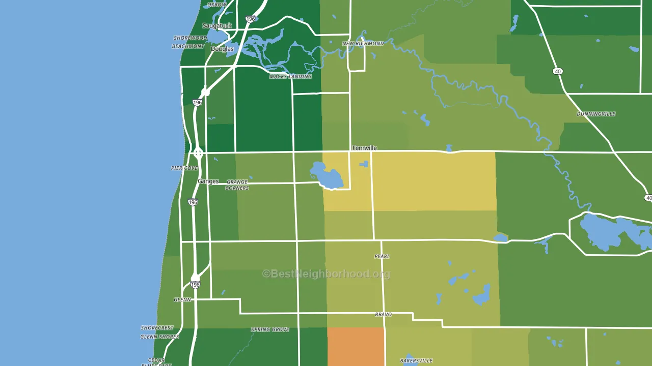 Fennville, MI block-group voter-turnout map