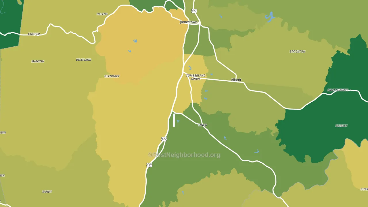 Fentress County, TN block-group voter-turnout map
