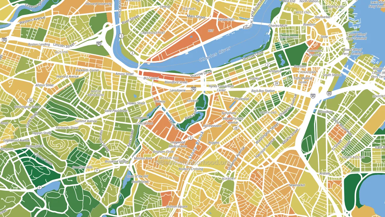 Fenway-Kenmore, Boston, MA block-group voter-turnout map
