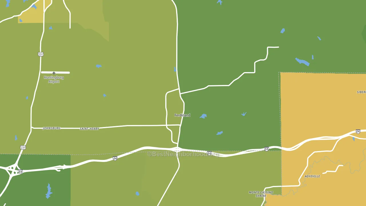 Ferdinand, IN block-group voter-turnout map