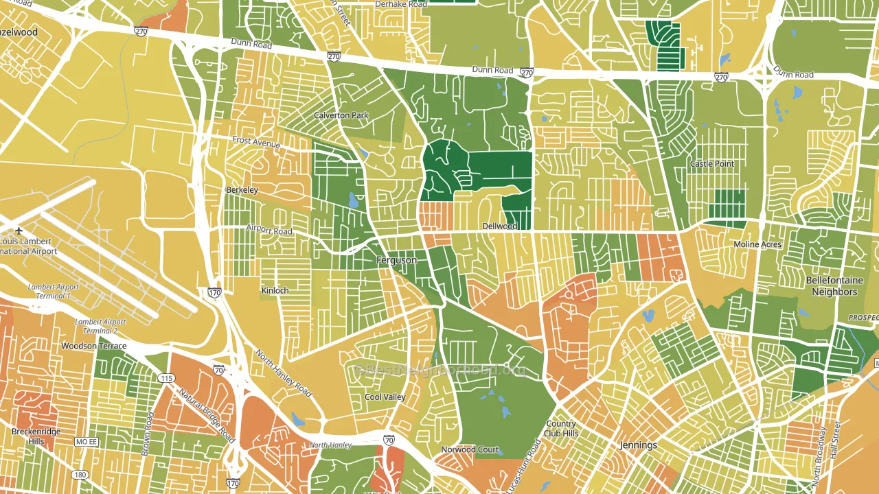 Ferguson, MO block-group voter-turnout map
