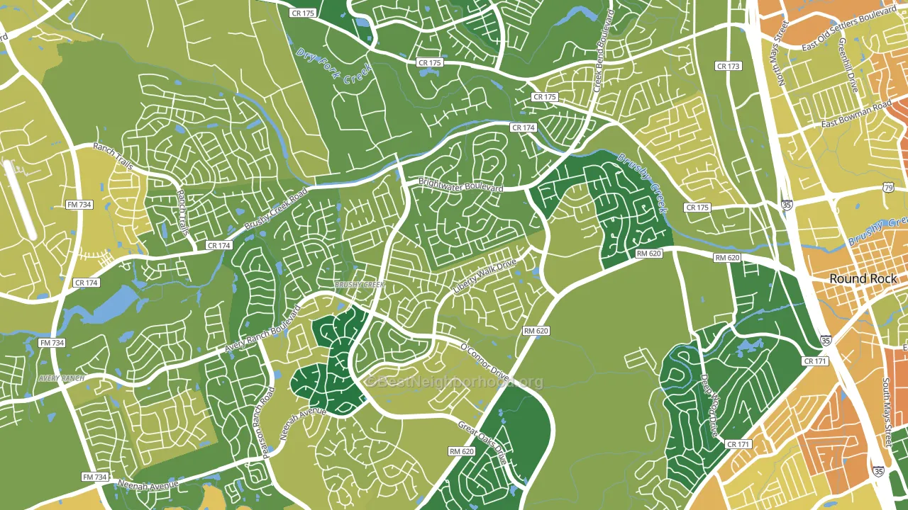 Fern Bluff, Brushy Creek, TX block-group voter-turnout map