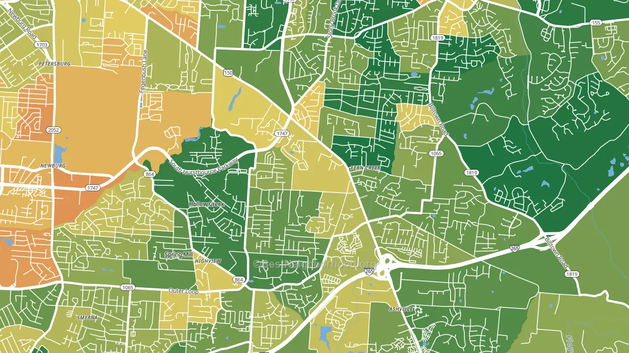 Fern Creek, Louisville, KY block-group voter-turnout map