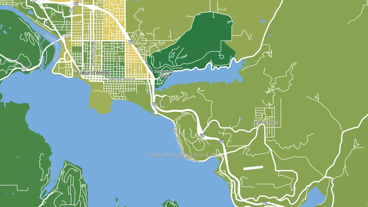 Fernan Lake Village, ID block-group voter-turnout map
