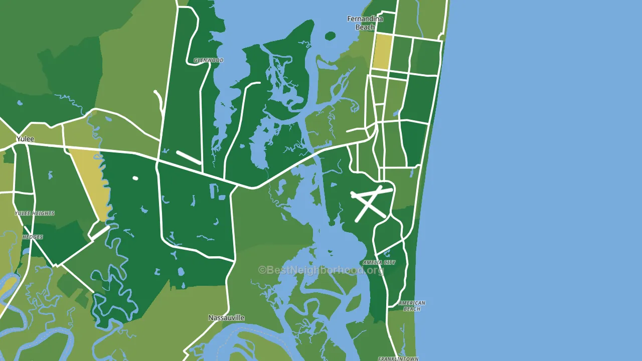 Fernandina Beach, FL block-group voter-turnout map