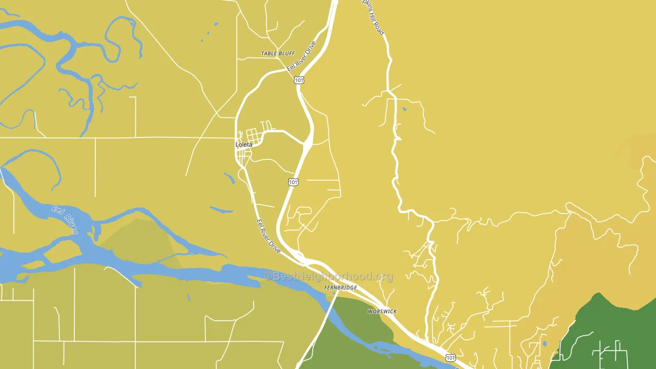 Fernbridge, CA block-group voter-turnout map