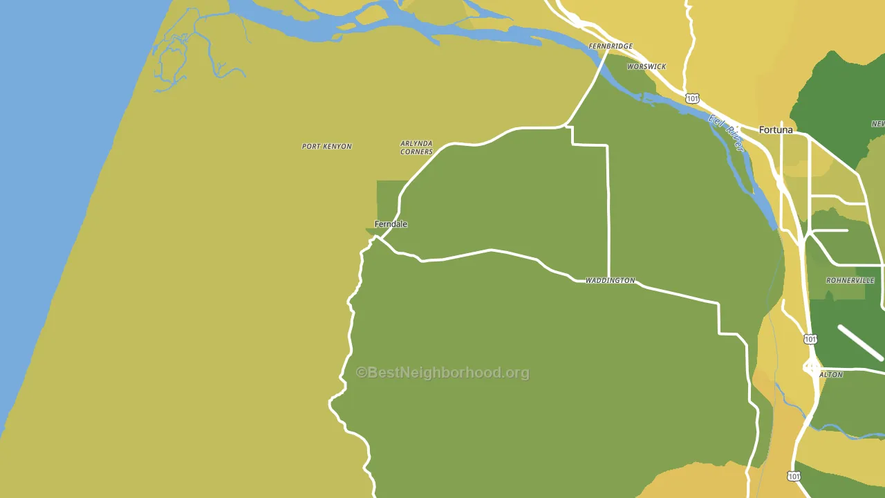 Ferndale, CA block-group voter-turnout map