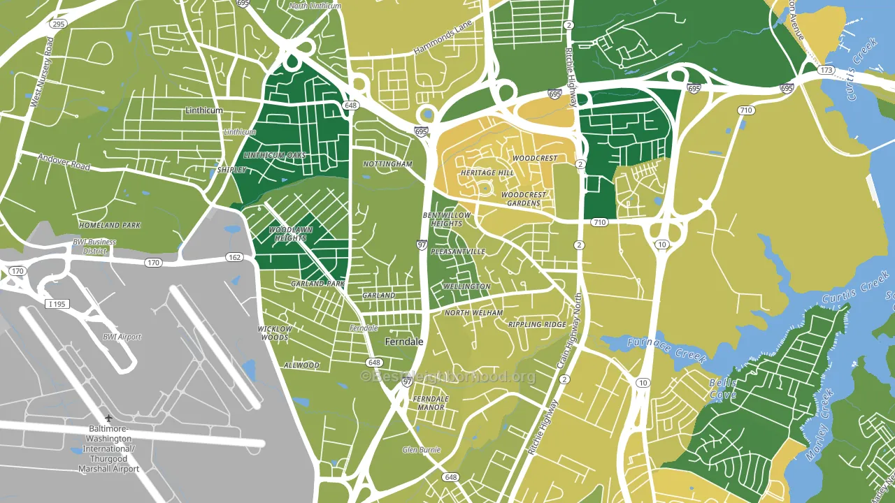 Ferndale, MD block-group voter-turnout map