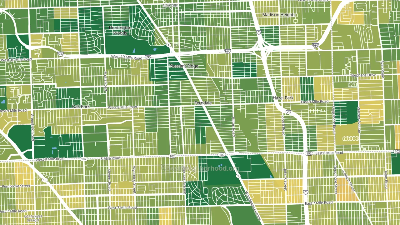 Ferndale, MI block-group voter-turnout map
