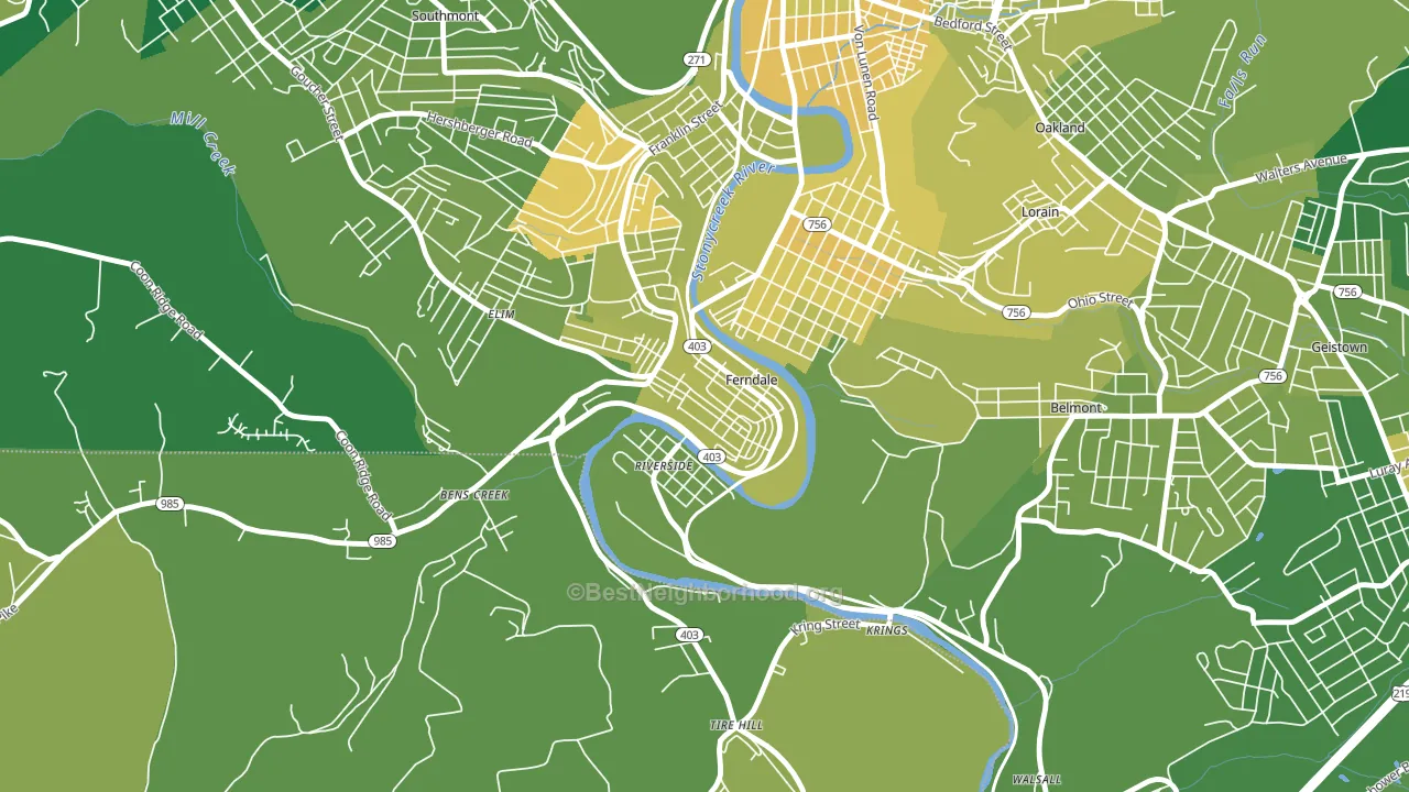 Ferndale, PA block-group voter-turnout map