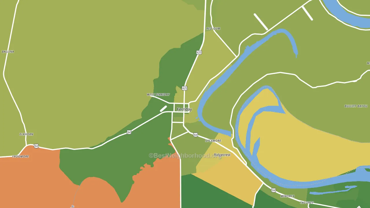 Ferriday, LA block-group voter-turnout map